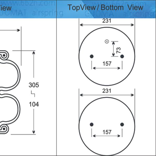 Continental FD 330-22 334 Double Convoluted Air Spring Bulk Bag Filling Air Bellow Assy Firestone W01-358-7437