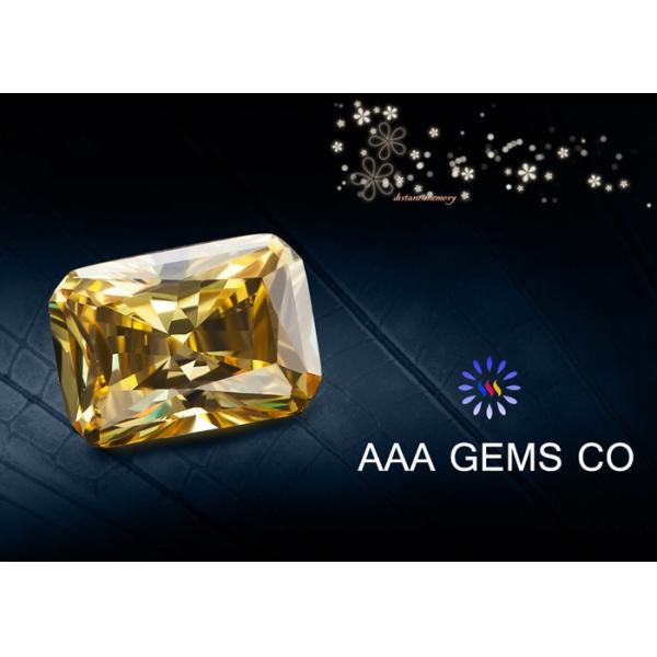 High Hardness Yellow Colored Moissanite , Radiant Cut Moissanite