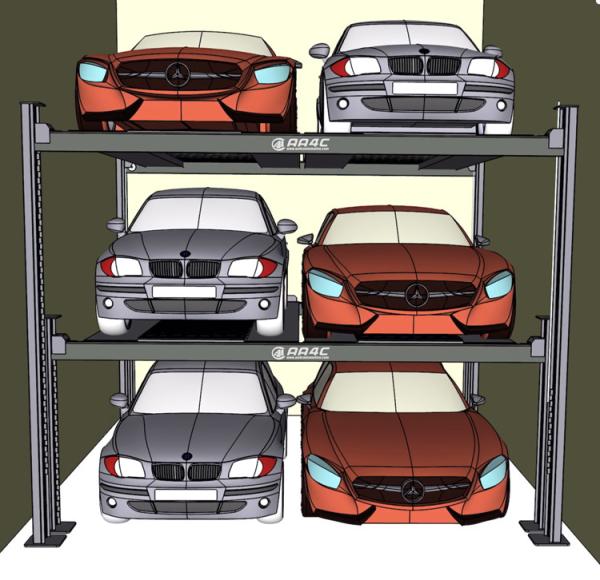 AA4C Big+small 8 Posts 6 Cars  Parking Lift 2+2 Triple Auto Parking Lift  Auto Parking System Car Storage System