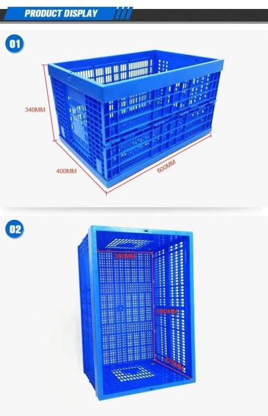 Plastic Turnover Basket Folded Stackable Storage Baskets For Harvest Fresh Food And Fruit Collapsible Crates