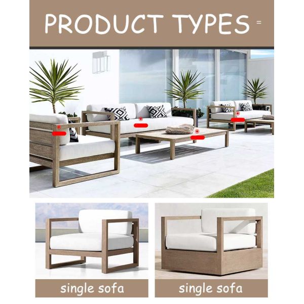 Luxury Teak Outdoor Furniture Patio Couch Modern Resort Outdoor Lounge Sofa Set
