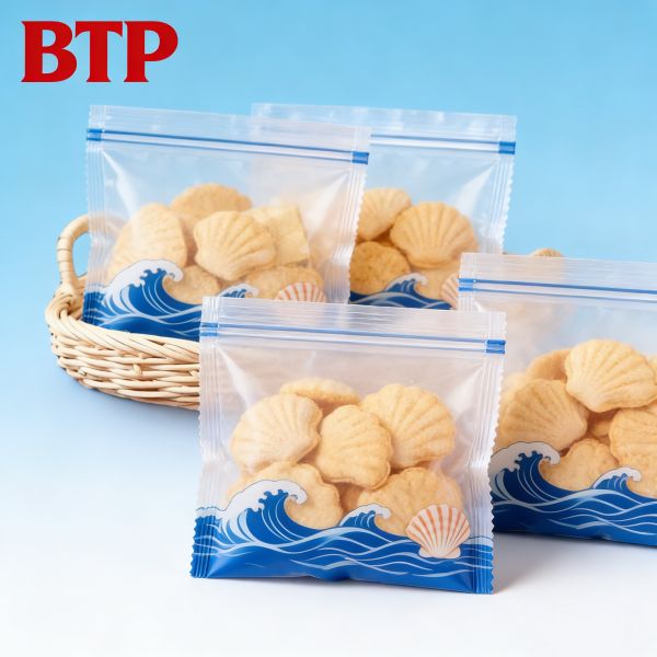 Christmas New Year Food Snack Candy Cookie Moisture Proof Laminated PET/CPP Zipper Plastic  Bag with Window Digital Printed