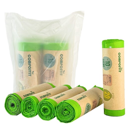 Green Biodegradable Drawstring Trash Bags Non Toxic With Custom Logo
