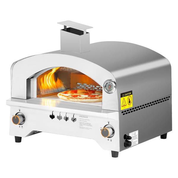 Forno de pizza a gás de 16 polegadas para cozinha de aço inoxidável portátil de propano ao ar livre