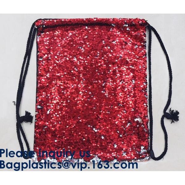 Customized Sublimation Sequins Drawstring Bag Black And White Backpack Bag,Reversible Bling Customized Sequin Drawstring