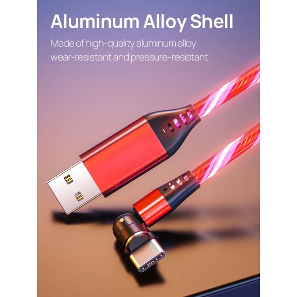 Focuses Magnetic USB Charging Cable 3m LED Flowing Luminous Phone Charging Cable