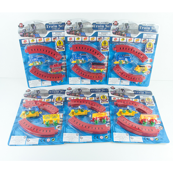 Mini Wind Up Classic Train Set Kids Toy Vehicles with Railway Track 8 Pcs