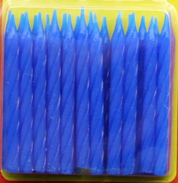 Blue Color 24Pcs Spiral Birthday Candles With Flower Holder Non Toxic SGS Certificate