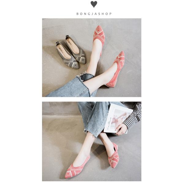 Hot Sale Lightweight Breathable Women's Shoes Pointed Toe Geometric Pattern Casual Flats