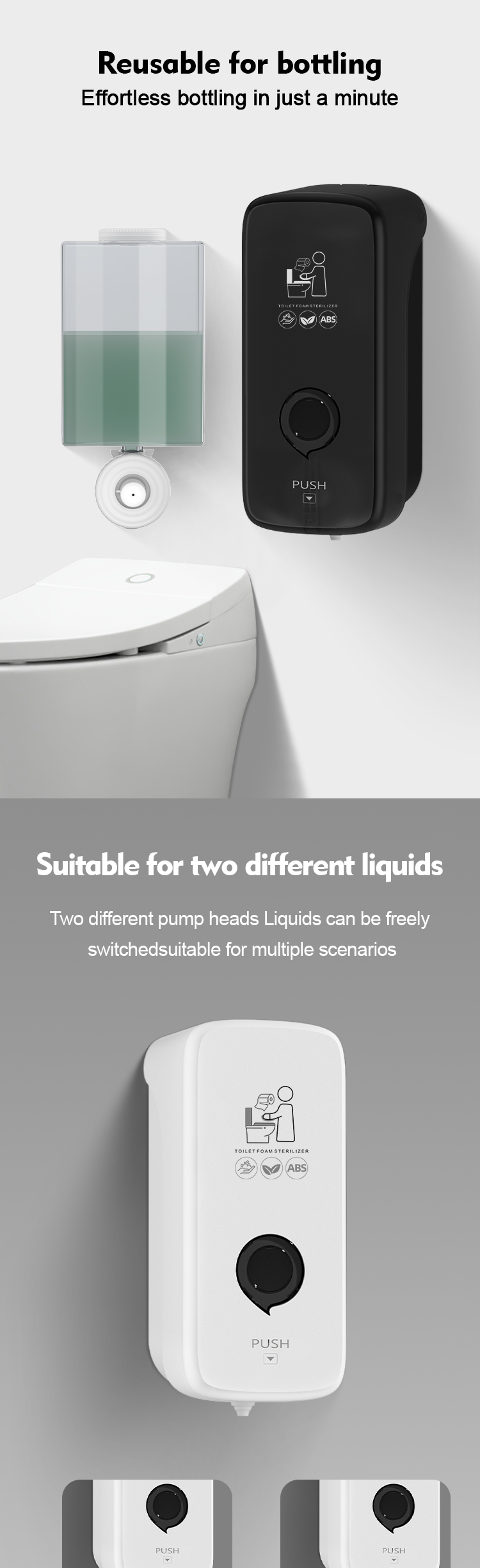 Manual Liquid Soap Dispenser Wall Mounted 1000ml Toilet Seat Sanitizer Dispenser
