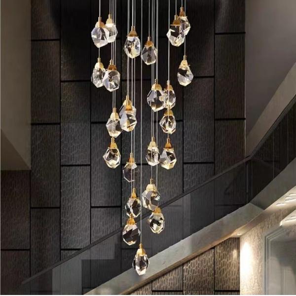 Large Crystal LED Chandelier Luxury K9 Diamond Crystal Hanging Light Living Room Pendant Lamp