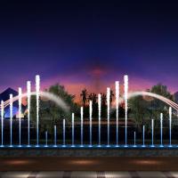 Réseau en acier inoxydable grande fontaine d'eau au sol sec extérieur