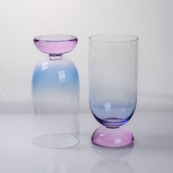 Handblown Crystal Wine Glass Goblet with Two-color Gradient and Frosted Base for 400ml Wine Cocktail & Home Decor