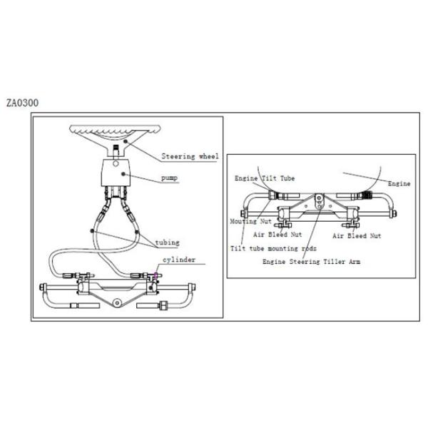 ZA0300 Boat Hydraulic Steering Kit , Outboard Power Steering Kit With Low Friction Helm