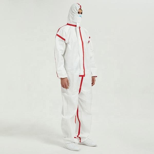 Waterproof Disposable Impervious Coverall Non Woven Workwear Overall PPE Set Suit With Taped Seam