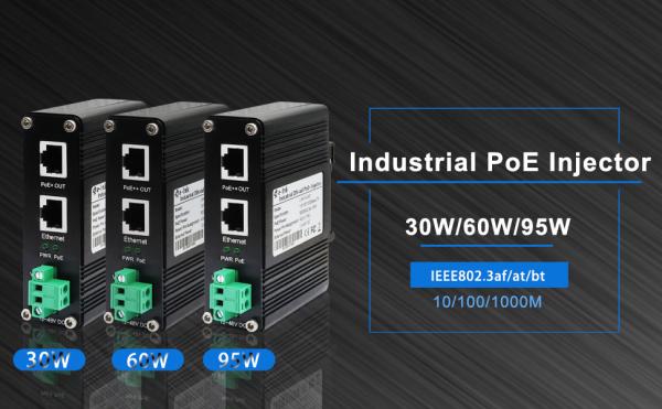 卸売 PoE インジェクター アダプタ 95W 802.3bt 1000M ディンレール ギガビット パワーインジェクター 48V DC出力