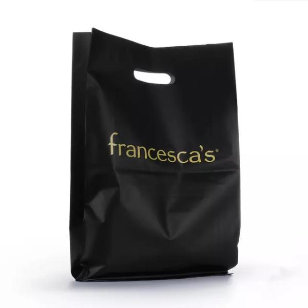 5 KG Shopping Printed Black Plastic Die Cut Handle Bag