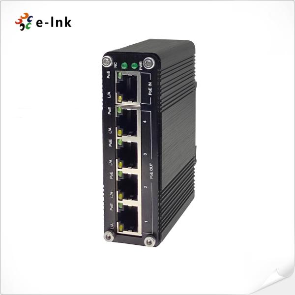 Prolongamento de alumínio 1 802.3at portuário PoE+ do ponto de entrada do gigabit do caso 100m a 4 802.3af/At portuários IP40