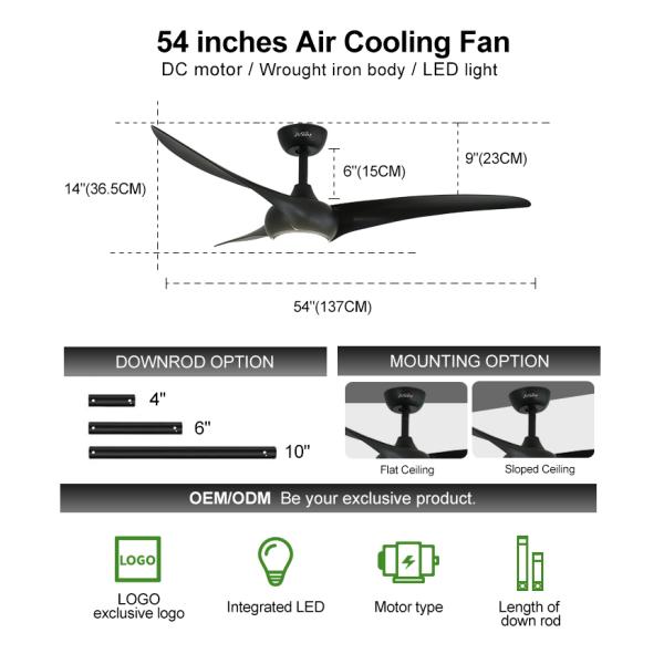 Suporte Dimmer LED ventilador de teto estilo popular CE CB ETL certificado 3 lâminas de plástico ABS