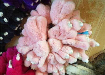 100% PP Cotton Filling Rabbit Handbag Charms Keyrings Pink Color 15cm 18cm