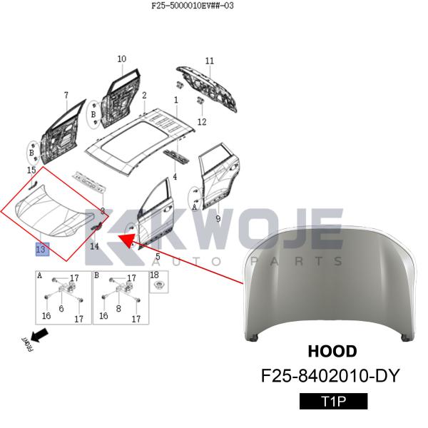 OEM F25-8402010-DY Auto Spare Parts Engine Hood For Jetour L9