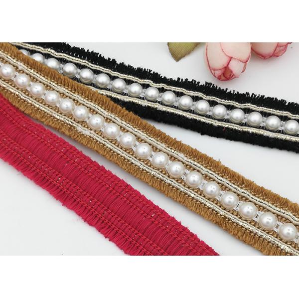 Beaded Decorative Elastic Bands Red / Yellow / Black For Girls Shoe Decoration