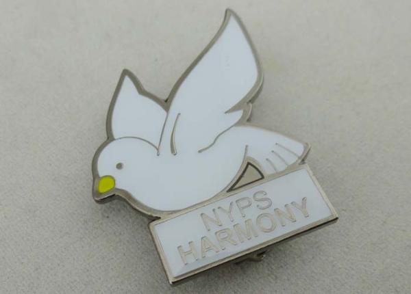 Dove Soft Enamel Pin by Iron Die Struck , Brooch Pin And Black Nickel Plating