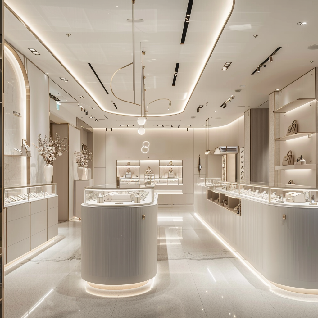 Minimalist Style Jewelry Display Case for Modern Jewelry Shop