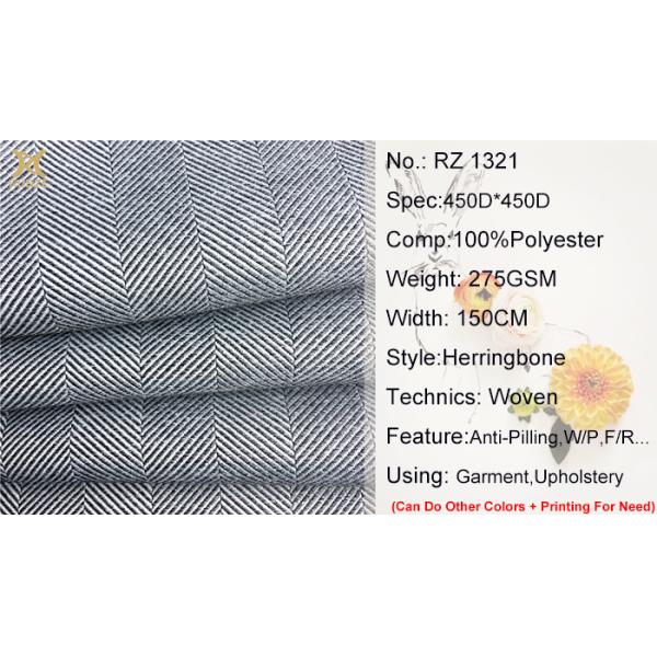 Polyester Woolen Made for Fashion Uniform Winter Coat Herringbone Stripes Fabric