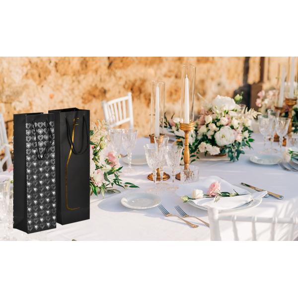 Wine Gift Bags With Rope Handles, Paper Wine Tote Bag With Clear Window Wedding Birthday Christmas Party Supplies