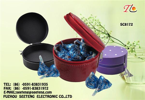 China factory wholesale square and round PU leather candy boxes for promotion