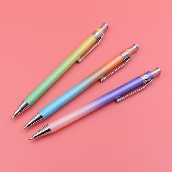Aluminum Metal Gradient Color Ballpoint Pen 1.0mm Press Type Gift Ball Pen