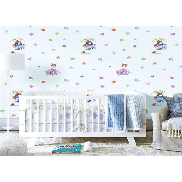 Washable Baby Girl Nursery Wallpaper Fireproof Embossed Vinyl Materials