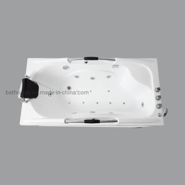 Structure Freestanding Tub Acrylic Massage Whirlpool Bathtub with Handles and Headrest