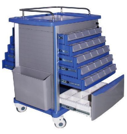 ABS  Medicine Trolley with double side drawers medical trolley cart 
