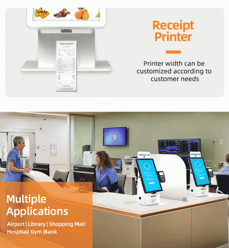 Self Checkin Kiosk with 10-Point Capacitive Touch, 1920X1080 Resolution LCD Display and Cloud-Based CMS for Interactive Self Service