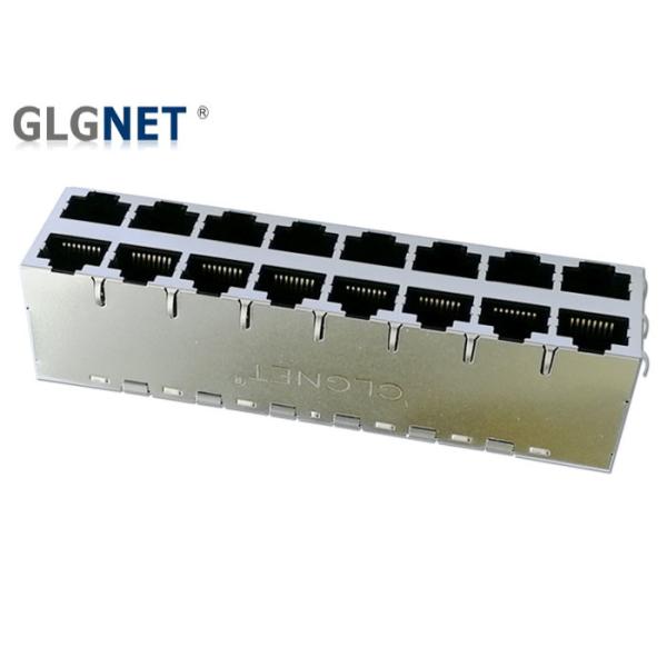 16 Ports Stacked RJ45 Connectors , Magnetic Rj45 Jacks 10 100 1000 Base T 0.2 Mm Thickness