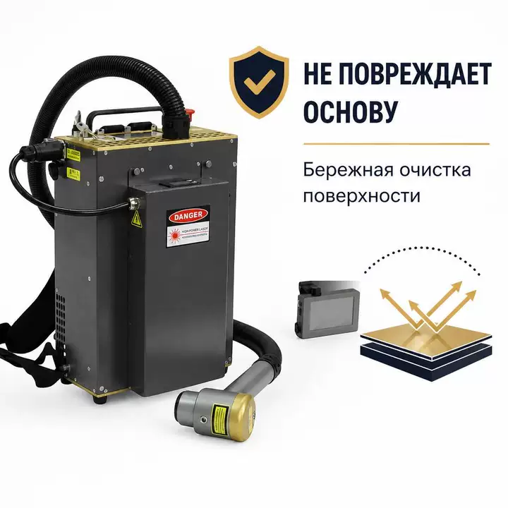 Backpack Pulsed Laser Cleaning Machine, Portable Laser Rust Paint Removal Without Damaging Base Material