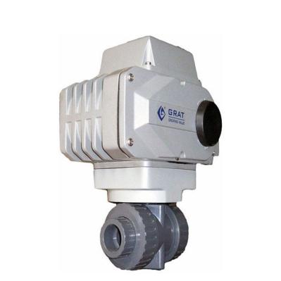 Chemical Resistant UPVC Electric Ball Valve Thread Connection Straight Through Type