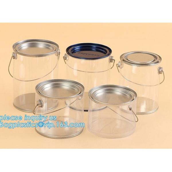 1 gallon clear plastic paint cans for packaging,Plastic Food Grade Clear PET Can Round Food Storage Container Screw Lid