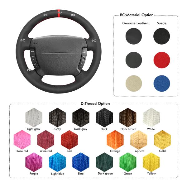 Car Accessories Hand Siticthed Black Genuine Leather Steering Wheel Cover for Ford Falcon 2002-2008