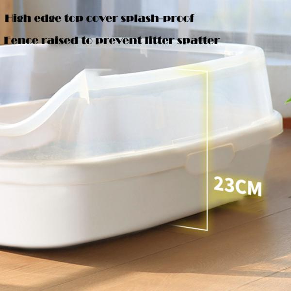 Pet Poop Clean Plastic Cat Litter Box with Oversized Open Design and Anti-splash Feature