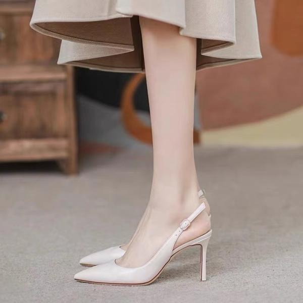 Women S Dress Shoes In Apricot Color With Chunky Heel And Strap Design For Job Market