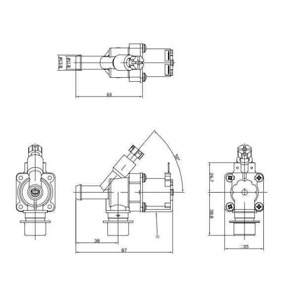 Клапан соленоида входа воды подачи пластмассы регулируемый для АК ДК 220В кофеварки 24В