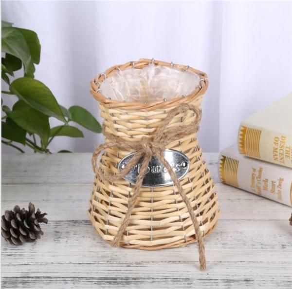 Creative Wicker Flower Basket Hand-Woven Flower Vase Living Room Decoration Small Storage