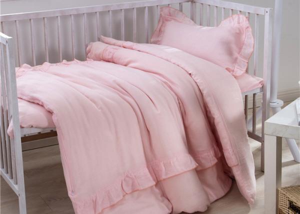 Size Adjustable 5 Pcs Modern Crib Bedding Sets Double Gauze / Cotton Ruched