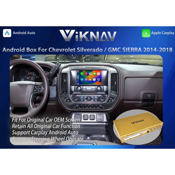 Viknav Upgrade Android Box For Chevrolet Silverado / GMC SIERRA 2014-2018 Wireless Carplay Touch Screen GPS Navigation Multimedia player Auto Stereo Head Unit( OEM 8 Inch)