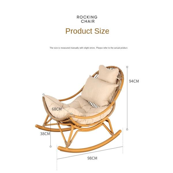 Water Proof PE Rattan Lounge Relax Rocking Chair For Balcony
