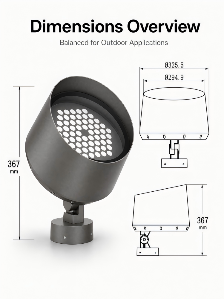 120W Multi‑Mount LED Outdoor Floodlight, Heavy‑Duty Metal Adjustable Landscape Spotlight For Facade Garden Commercial Exterior Lighting