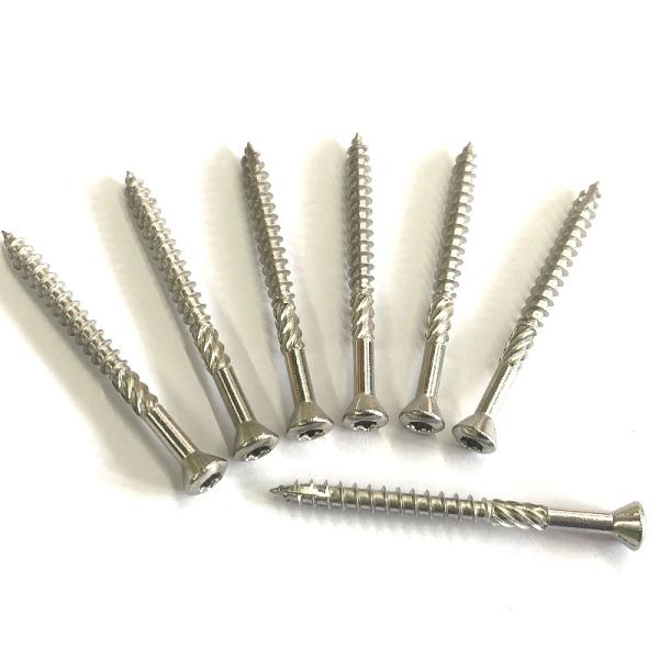 Aisi 304/A2 Inox 6 Lobes Torx T25 Star Decking Screws With Small Countersunk Head Cutting Rips And Groove
